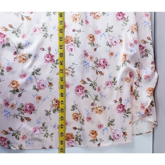 NWT VINTAGE BARBIZON Cuddleskin Satin Pink Floral Nightgown Medium Modest *Flaw - Picture 13 of 14